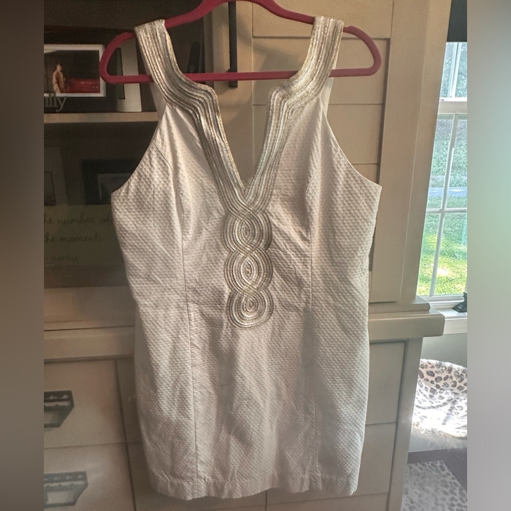Lilly Pulitzer White Dress with Gold Accents